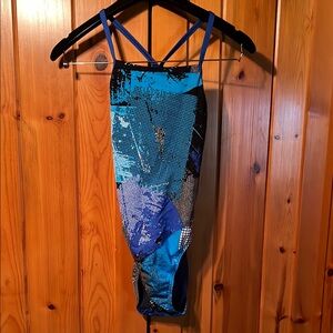 Speedo Blue and Black Patterned Women's Swimsuit